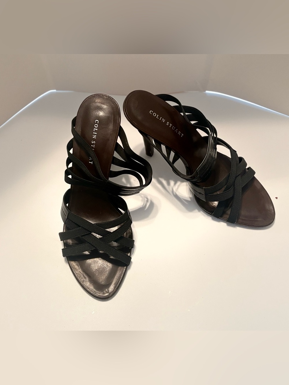 Colin Stuart Black Strappy Mid-Heel Sandals